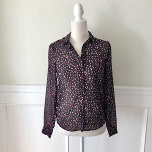 Divided H&M Long Sleeve Pink Leopard Print Top 0